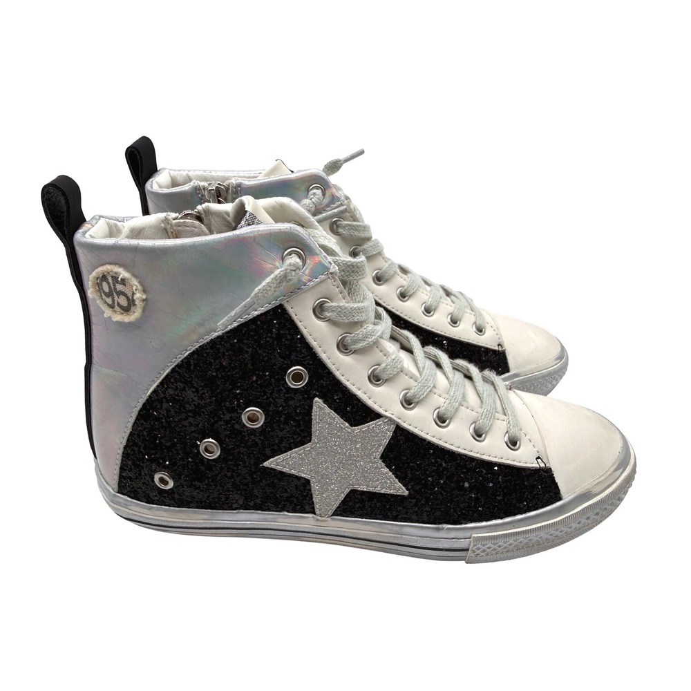 Vintage Havana Alive High Sneakers Size 9 Black Silver Excellent Glitter